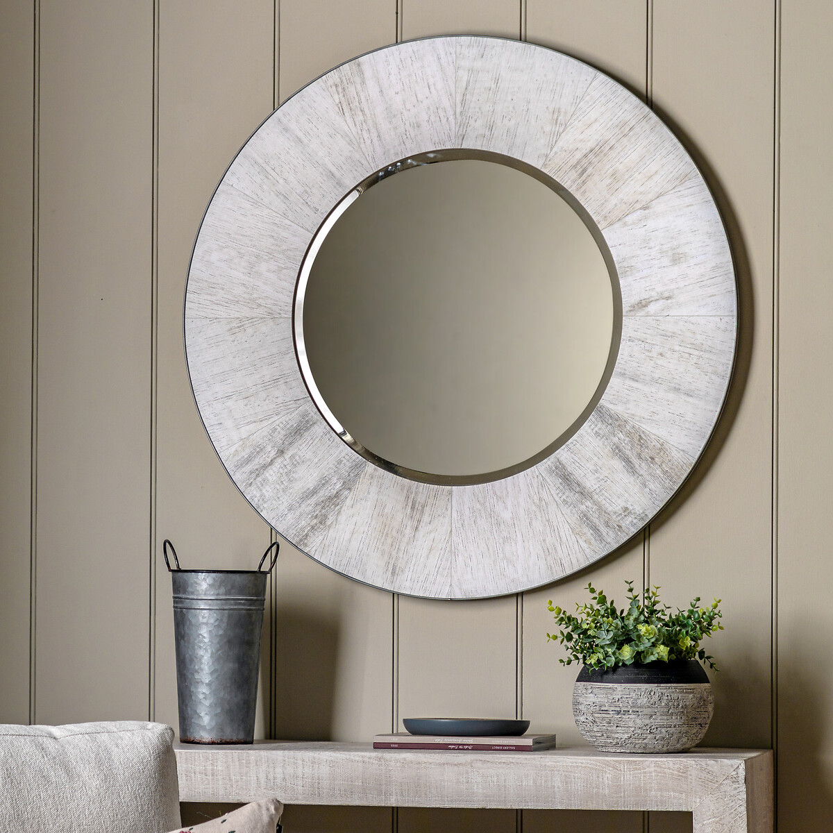 90cm Harmon Round Mirror in Grey grey, ÉDITÉ