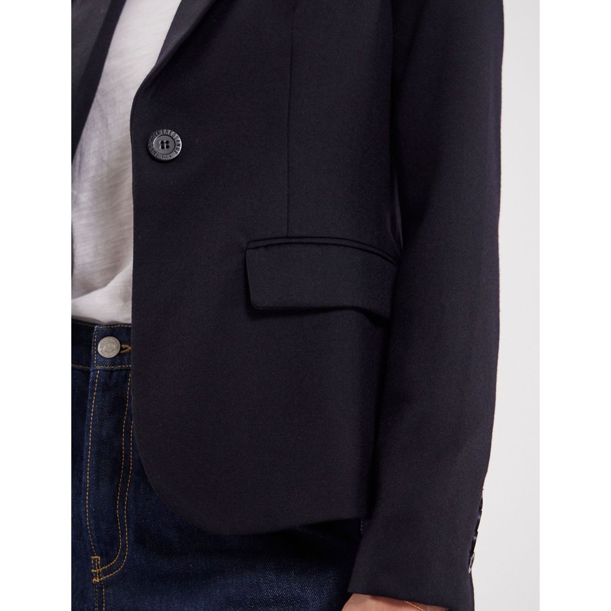 Veste Nicoletta en laine bleu marine blue dark, INES DE LA FRESSANGE PARIS
