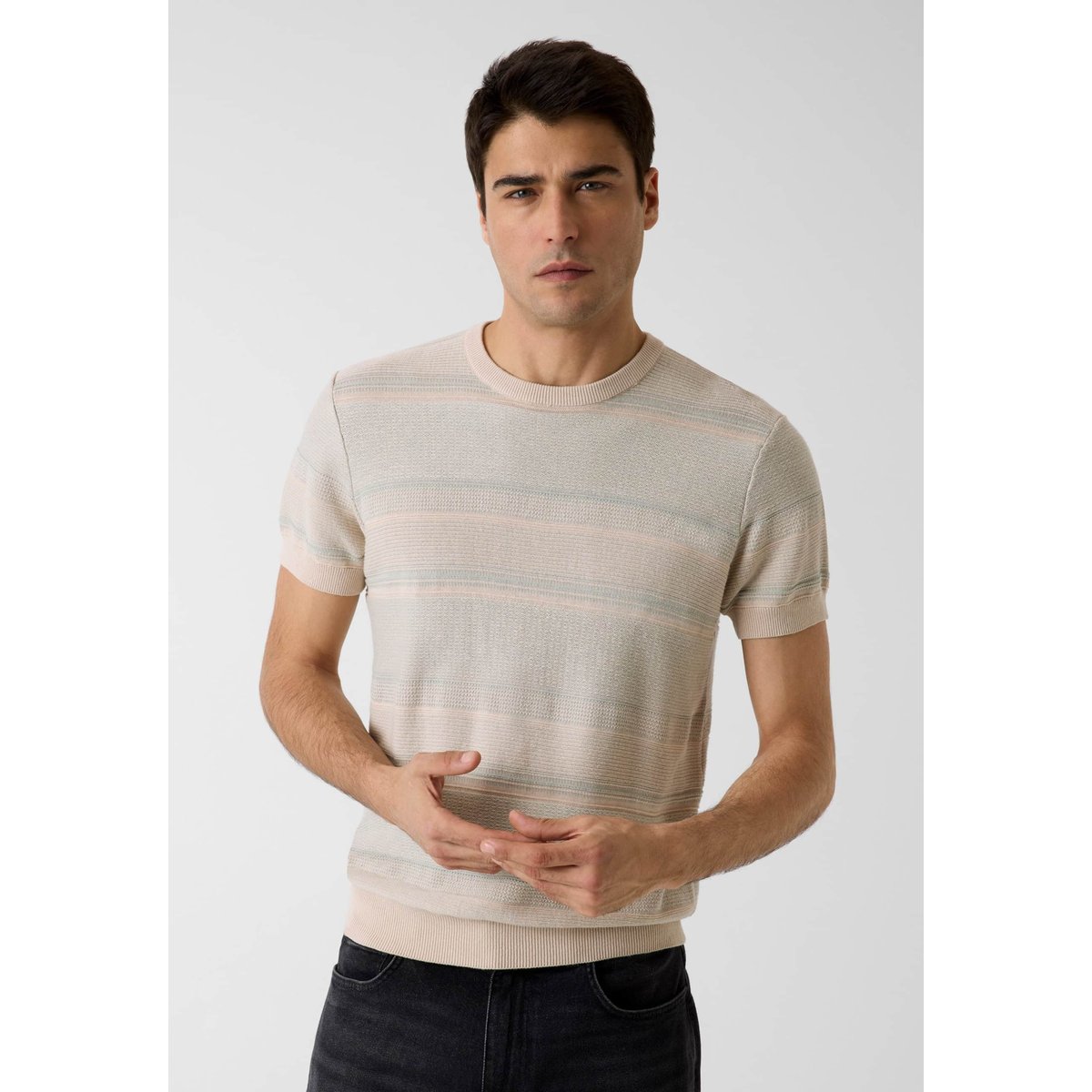 Pull Rayé beige multi, GUESS