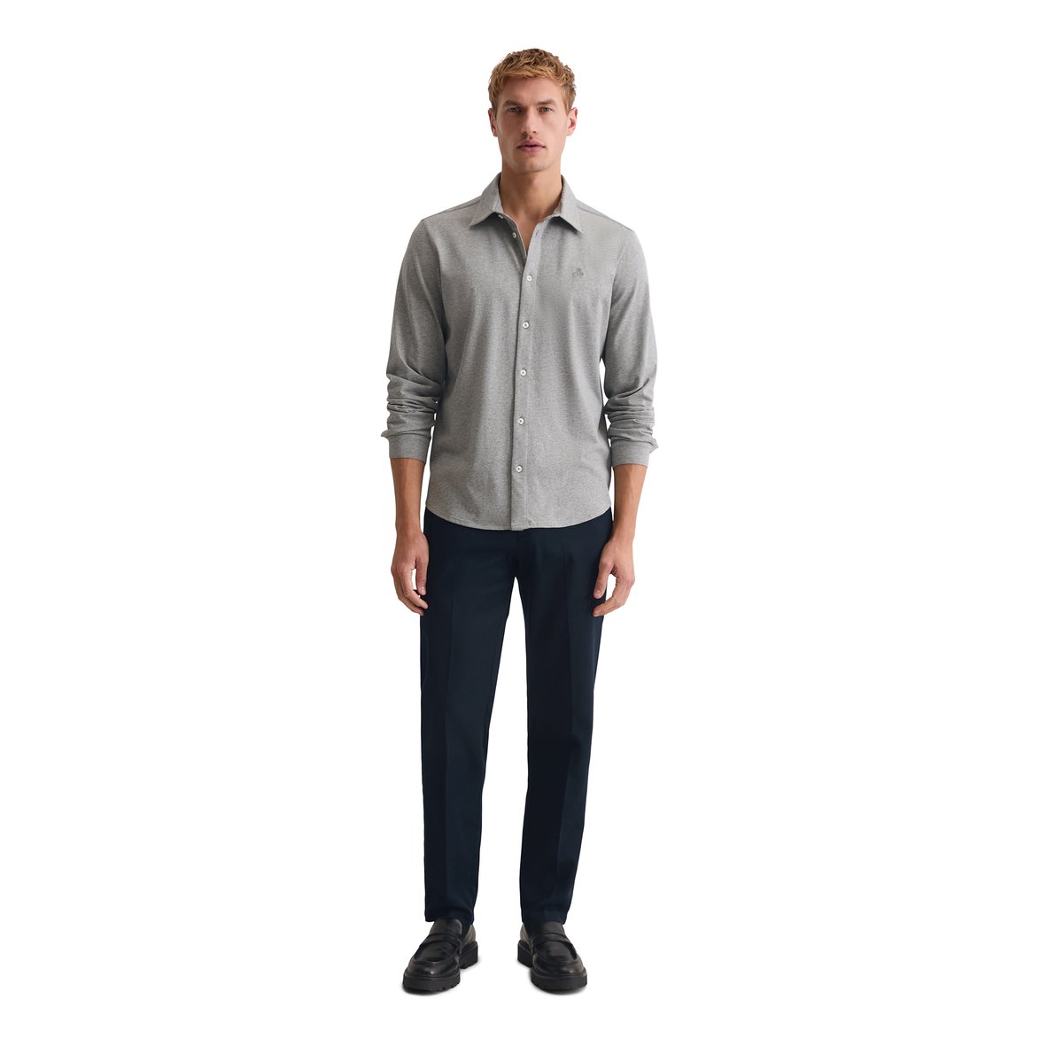 Chemise en jersey DfC regular en pur coton bio gris, MARC O'POLO