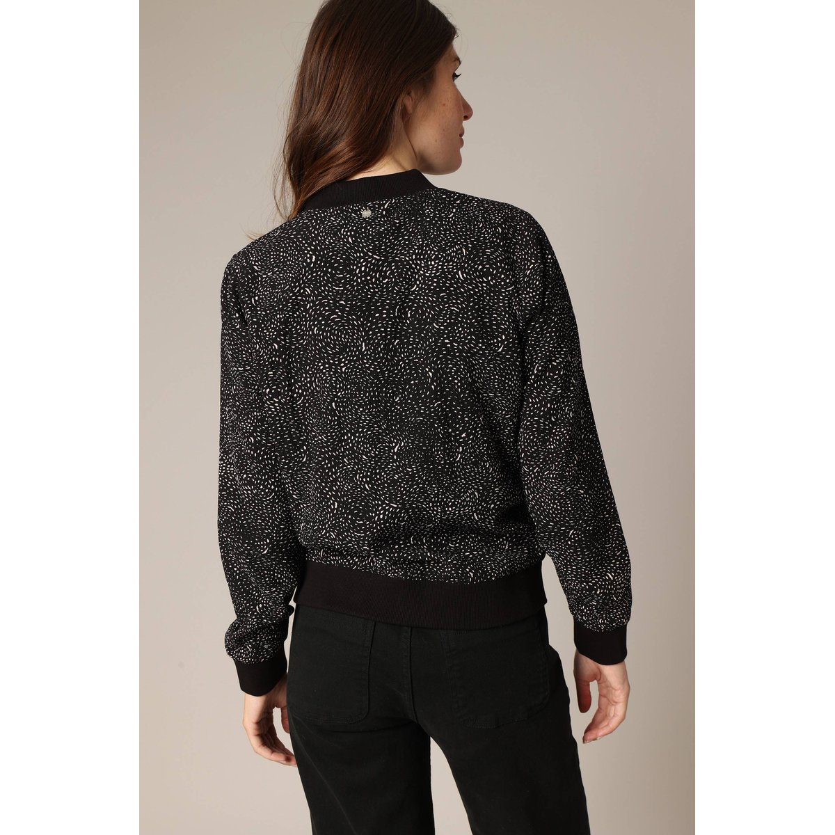 Blouson aviateur zippé pour femme ELIZARA noir, DEELUXE
