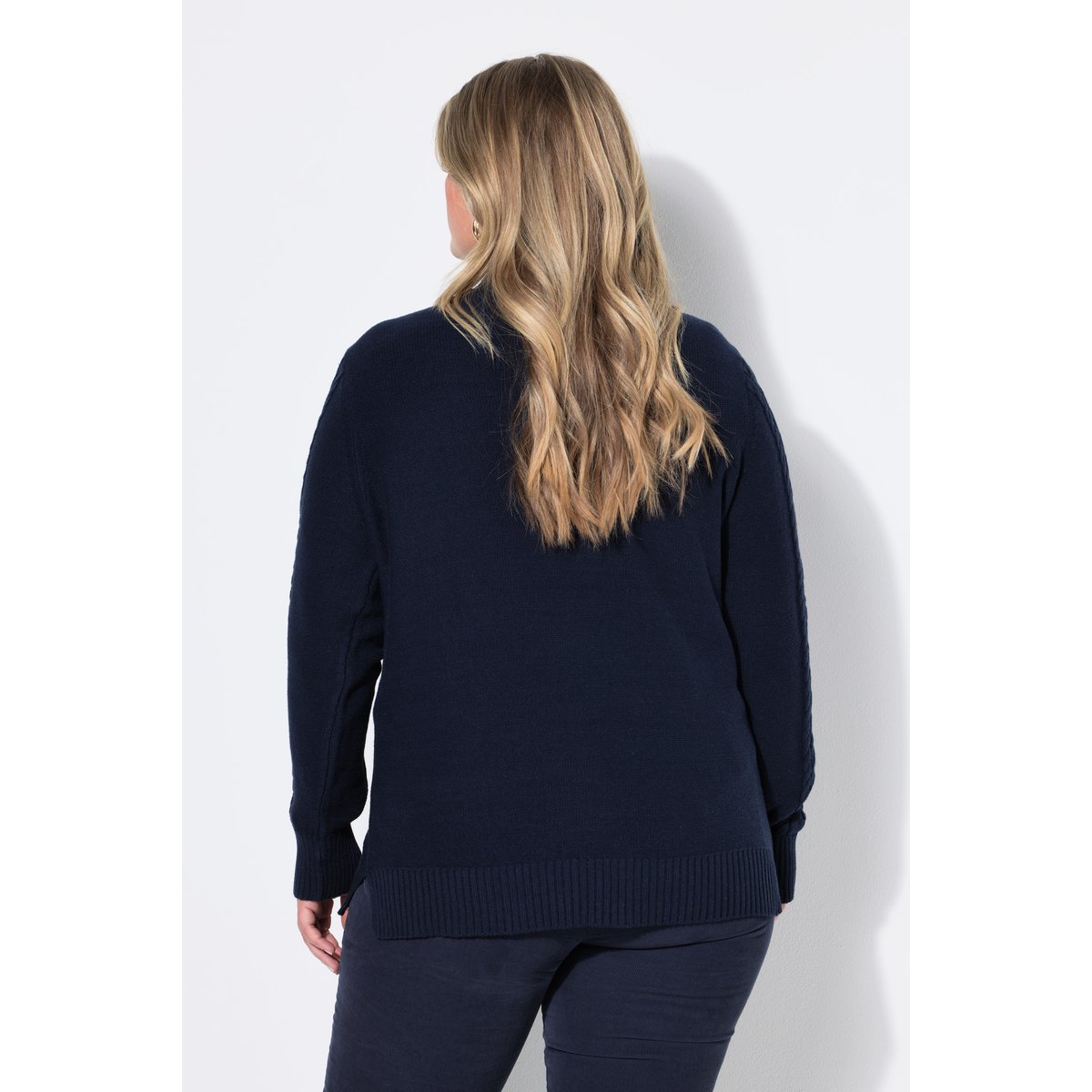 Pull camionneur en maille, motif torsadé marine, ULLA POPKEN