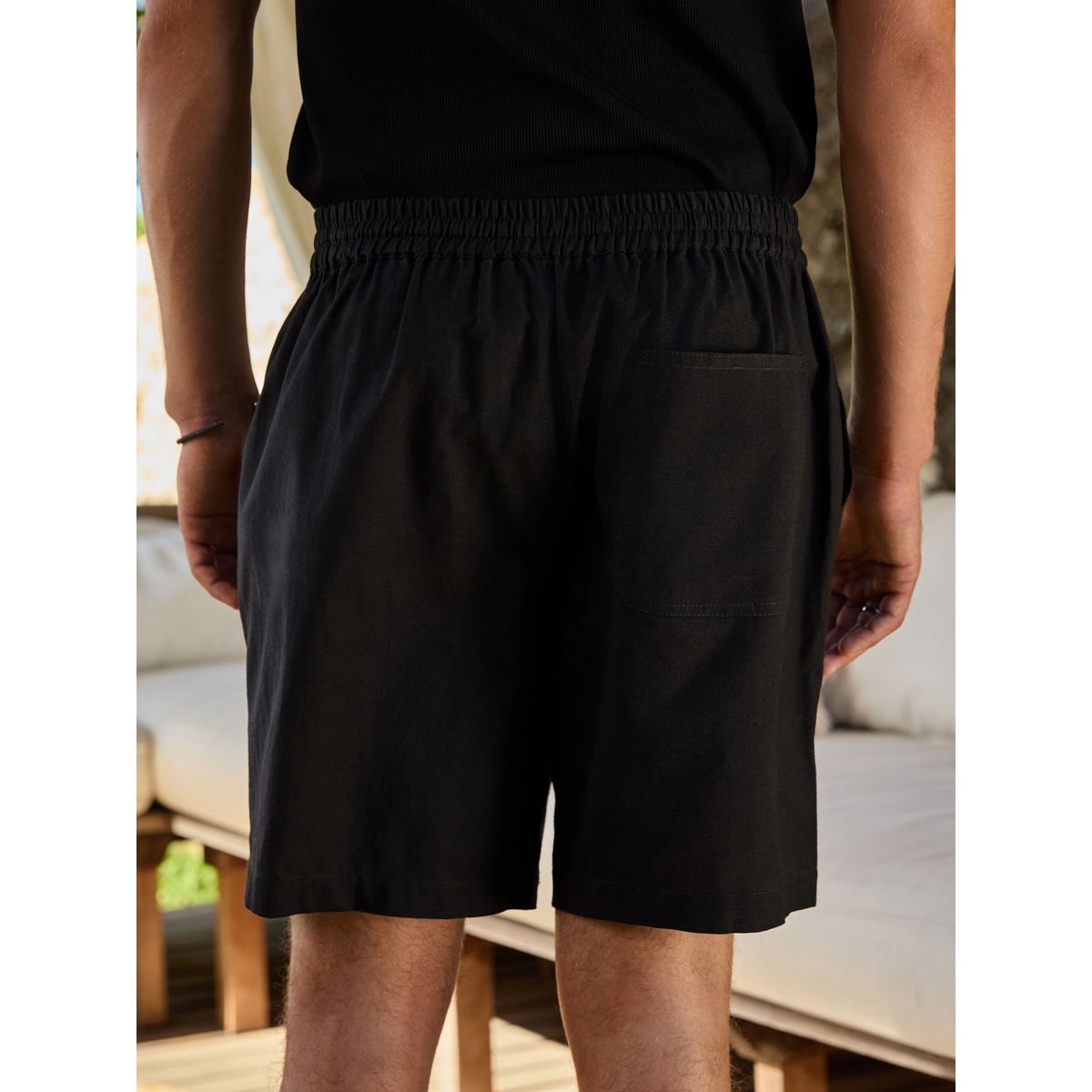 Short brodé à cordon de serrage la taille noir, NEXT