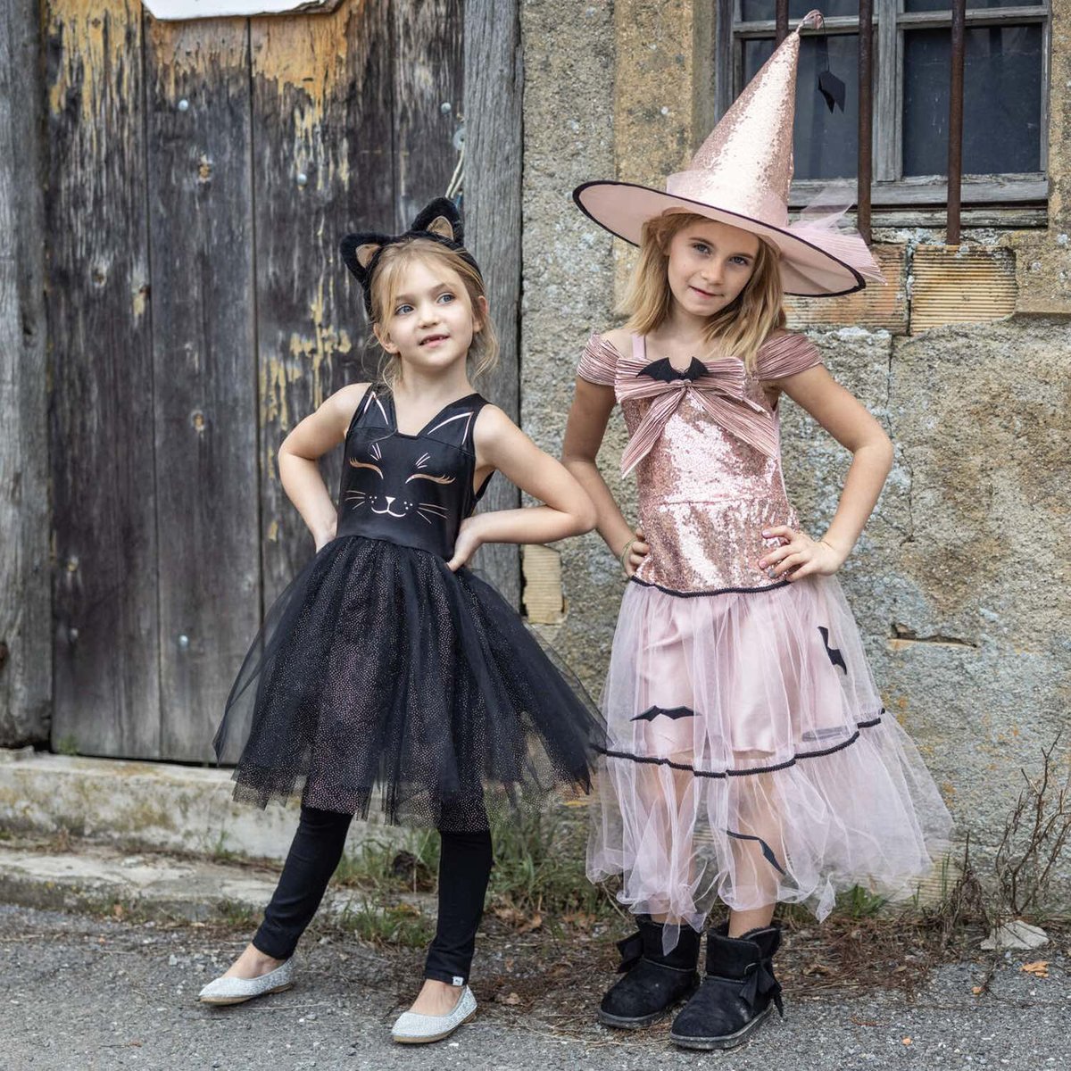 Déguisement enfant – Robe chat noir avec bandeau oreilles noir, GREAT PRETENDERS