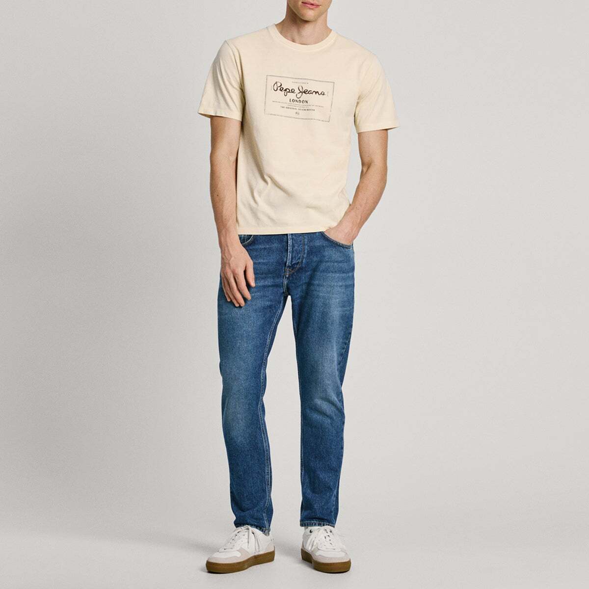 T-Shirt Coupe Regular Avec Logo blanc cassé, PEPE JEANS