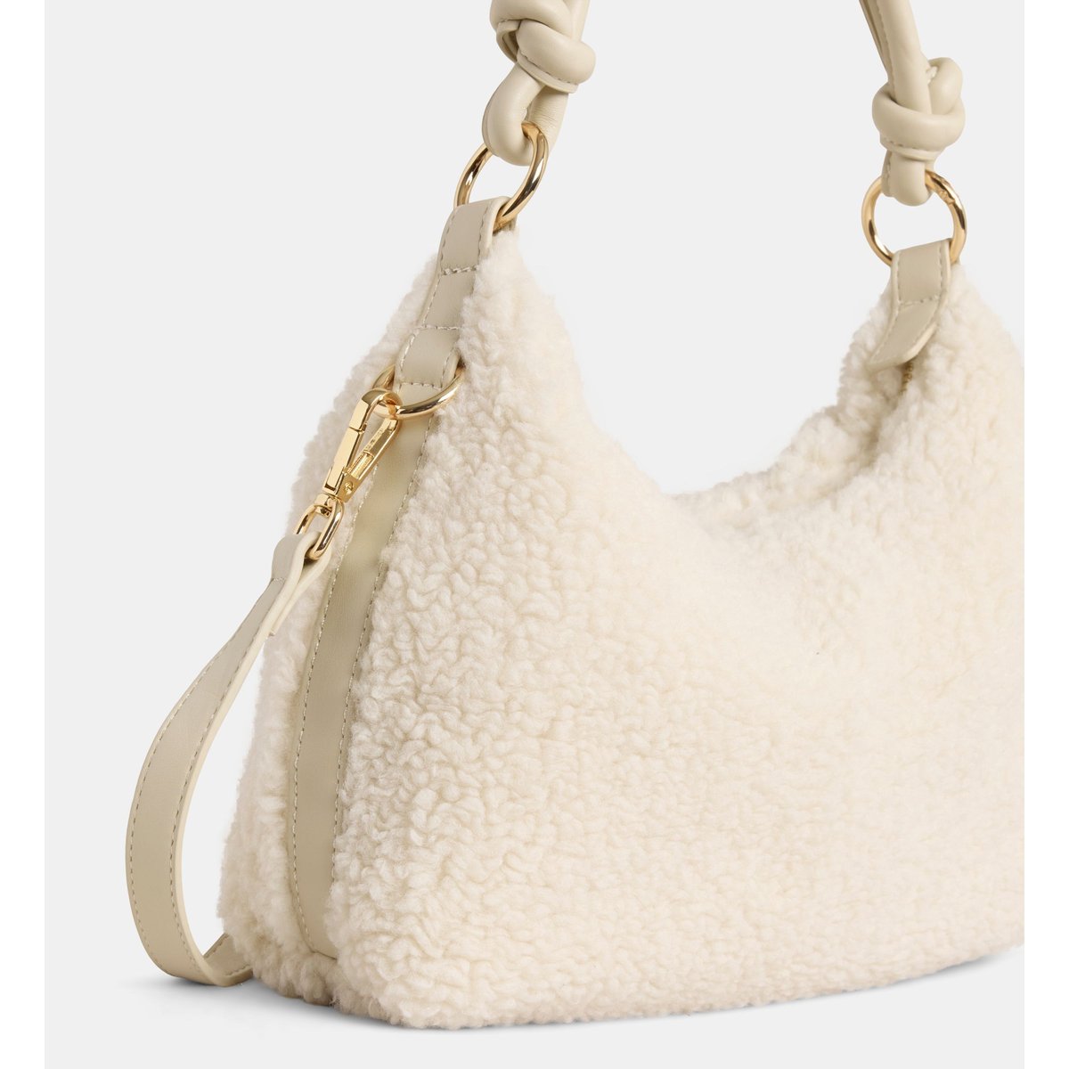 Sac à main shea bandoulière effet shearling beige naturel, GALERIES LAFAYETTE