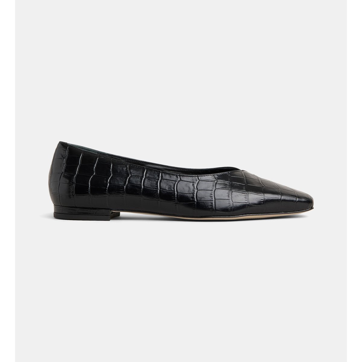 Ballerines chantal cuir façon croco noir, GALERIES LAFAYETTE