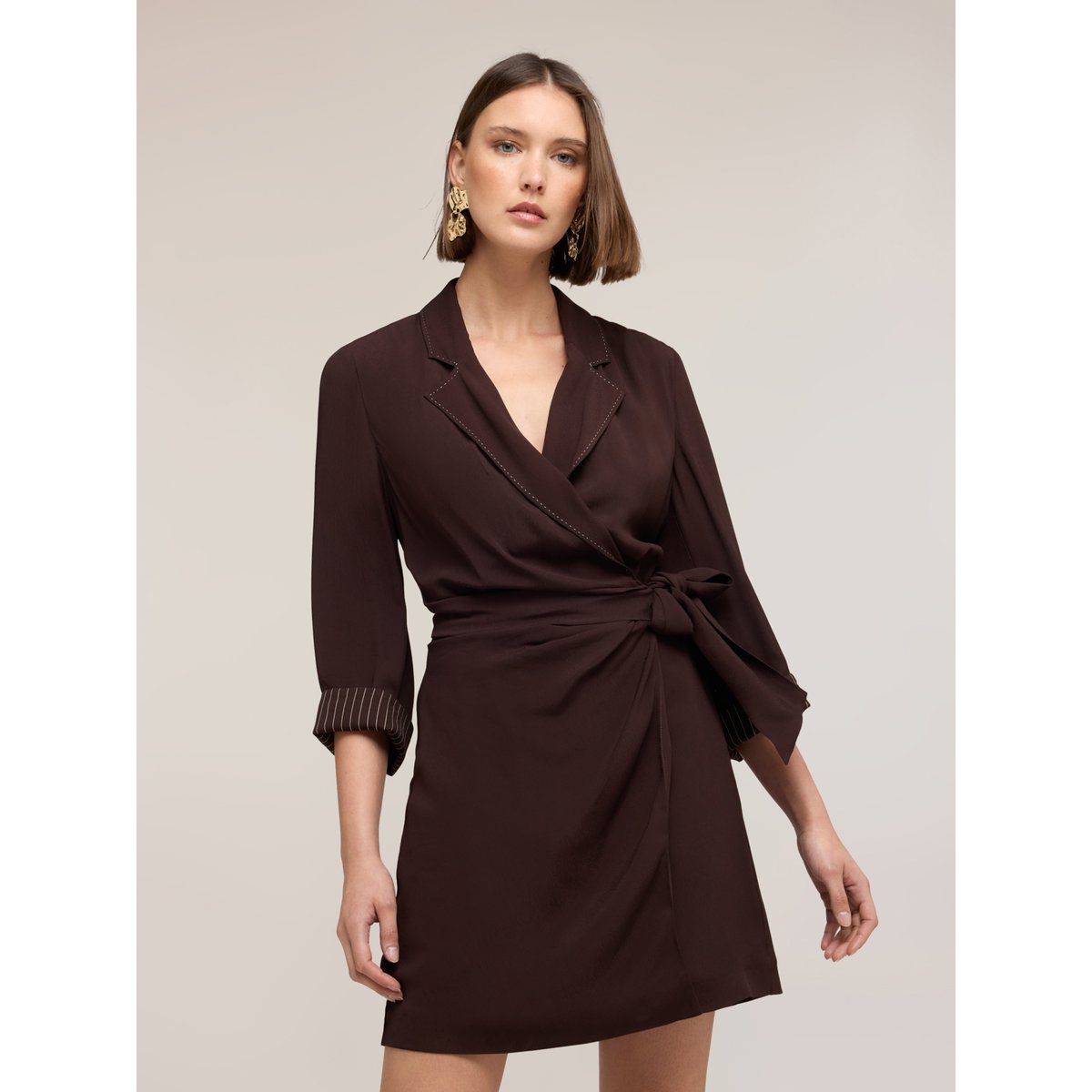 Robe chemisier The Tailoring Lab marron, MOTIVI