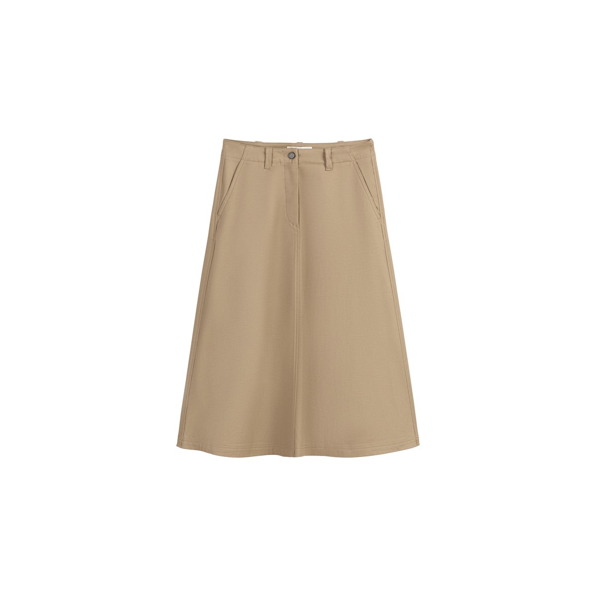 Jupe midi A-Shape en Organic Cotton-Lyocell stretch marron, MARC O'POLO