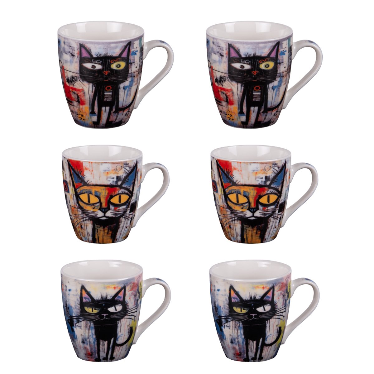 Coffret de 6 tasses Street Cat 23 cl - STREET CAT multicolore, TABLE PASSION