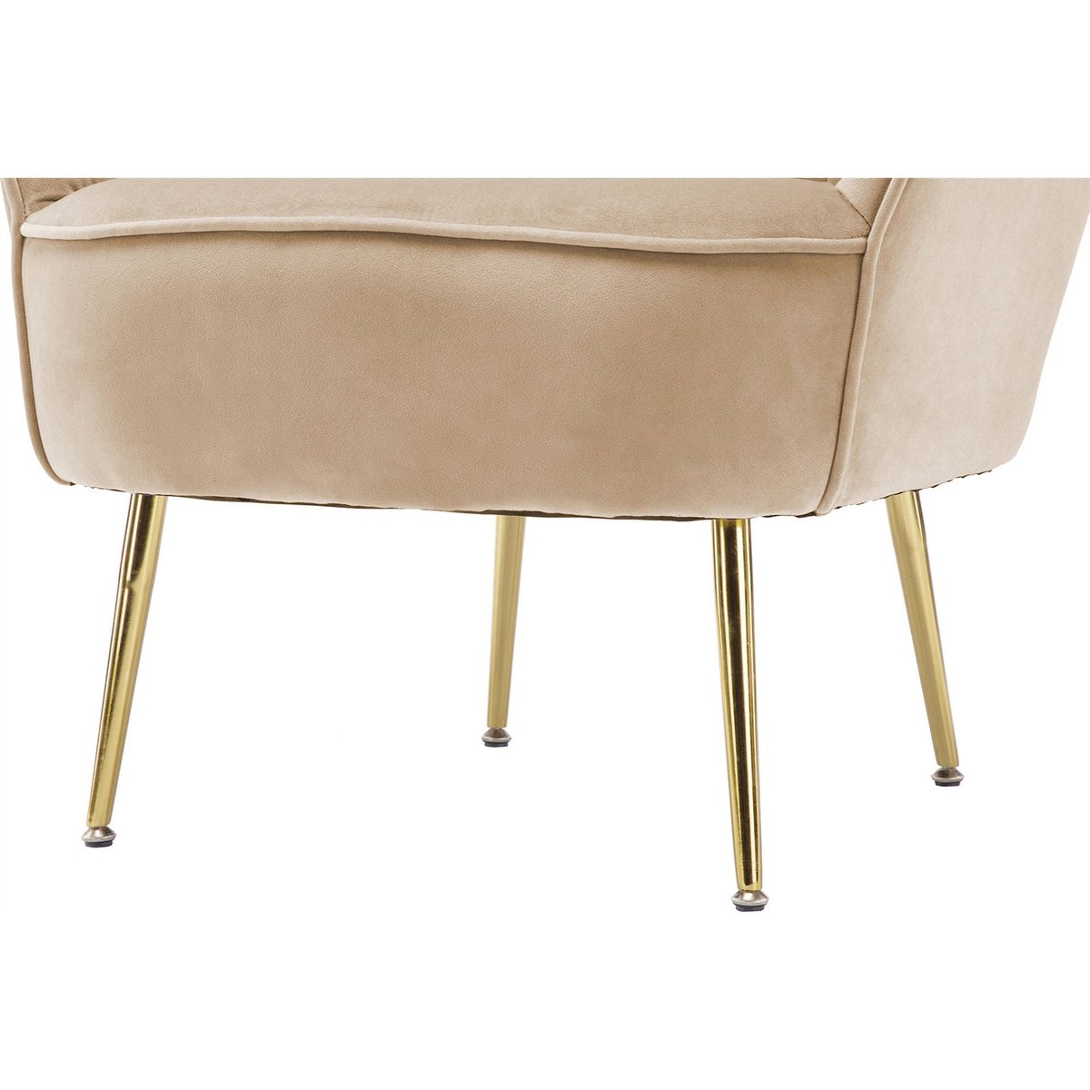 Fauteuil cocktail capitonné en velours doré crème doux avec pieds dorés, ARTE ESPINA