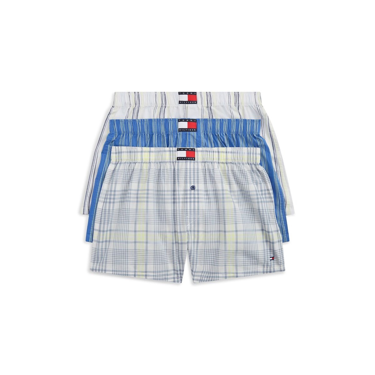 Confezione da 3 boxer woven TH Heritage blu + bianco + stampa, TOMMY HILFIGER