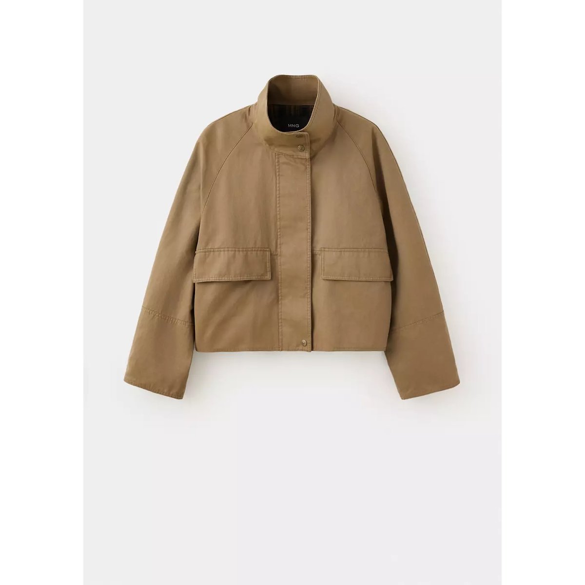 Veste à col cheminée avec poches beige, MANGO