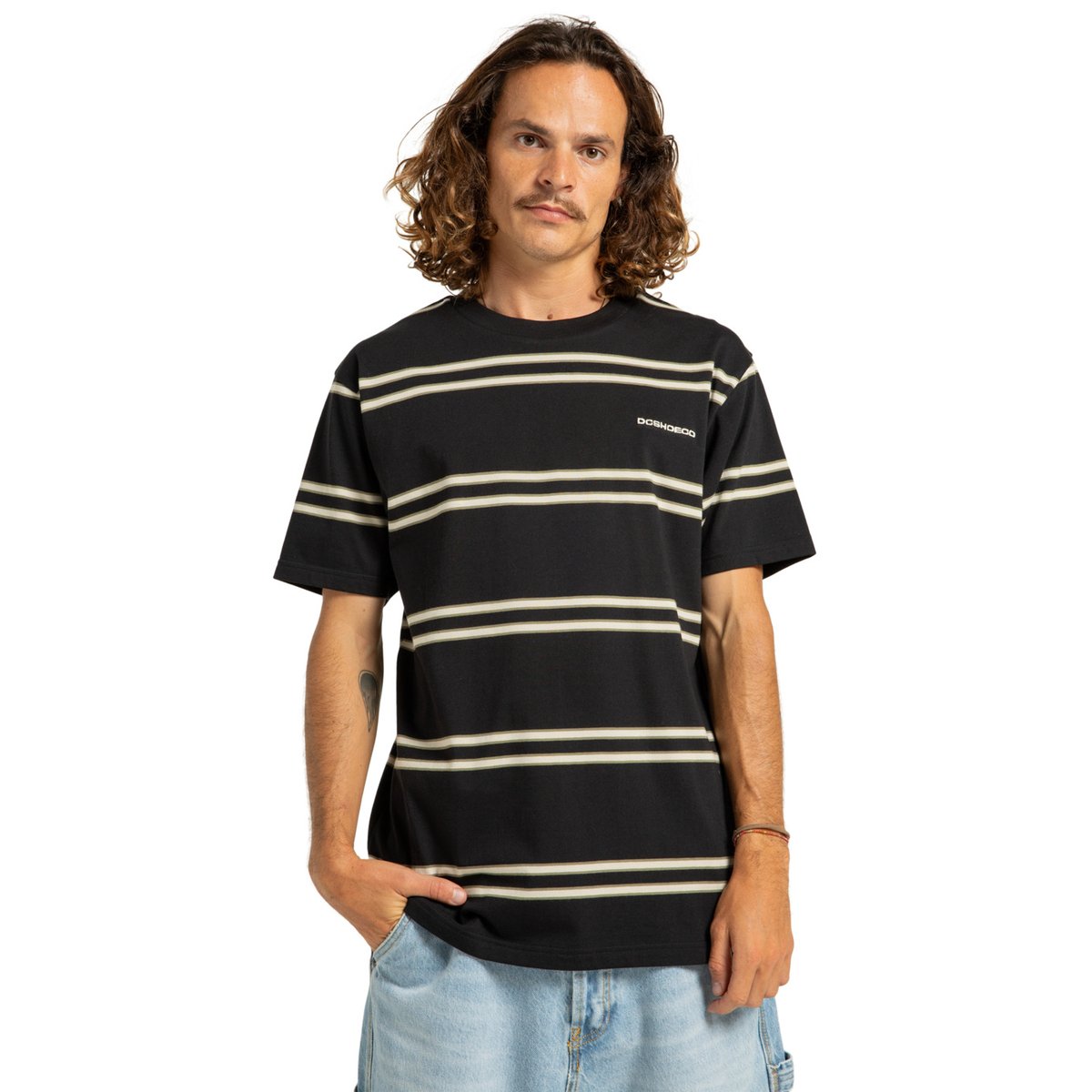 T-shirt à manches courtes PORTSIDE STRIPE. black portside stripe, DC SHOES