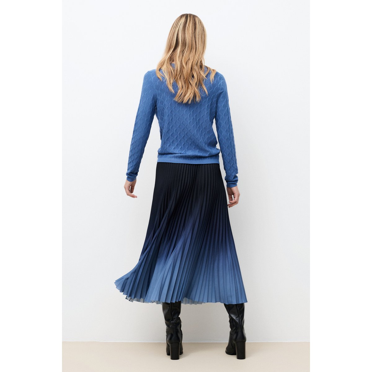 Jupe fluide évasée JOELLA bleu marine, CAROLL