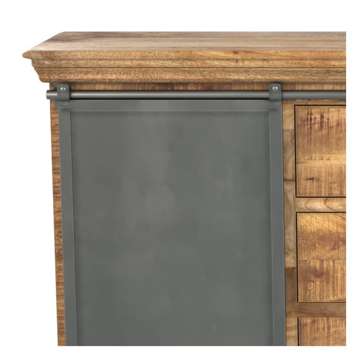 Grand buffet en bois et métal 3 portes 3 tiroirs - TABUK bois foncé et métal gris foncé, MAISON PAVANE