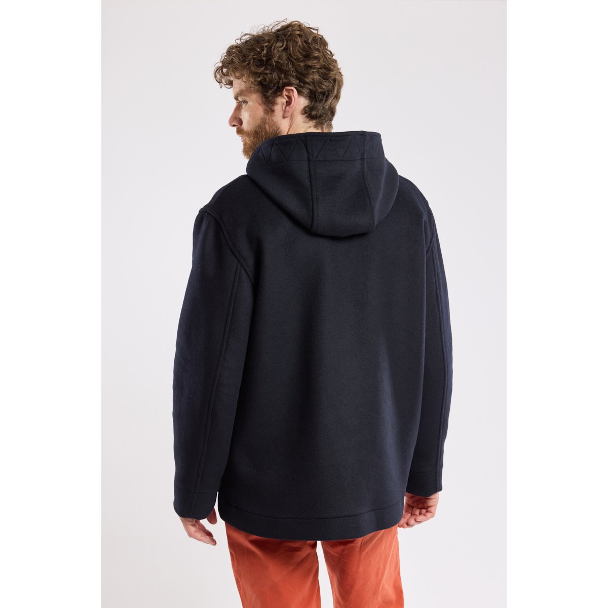 Kabig à capuche Héritage en laine HERITAGE rich navy/ micro motif gri, ARMOR-LUX
