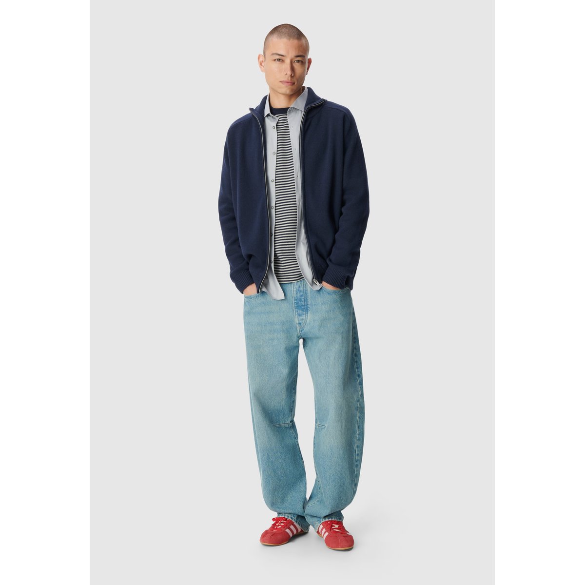 Cardigan tricot zippé bleu nuit, IKKS