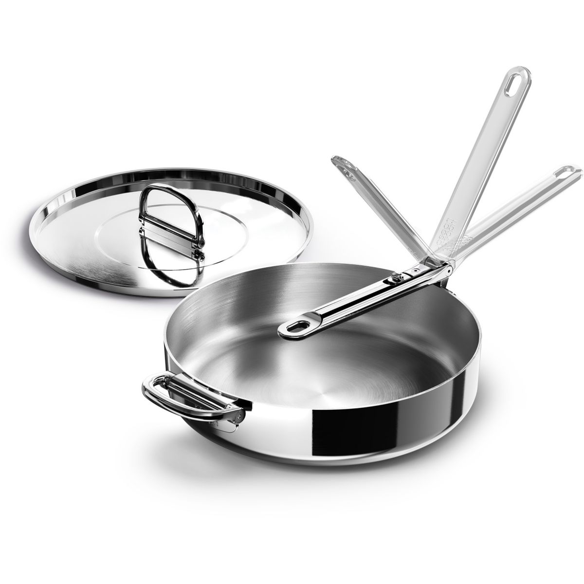 Sauteuse Space 28cm avec couvercle et poignée ret argenté, JOSEPH JOSEPH