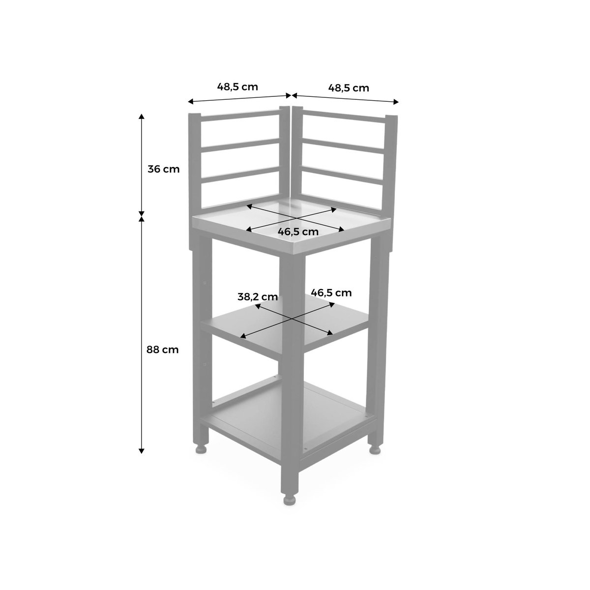 Module d'angle de cuisine extérieure acier 2 étagères L48,5 cm GRIMAUD noir, SWEEEK