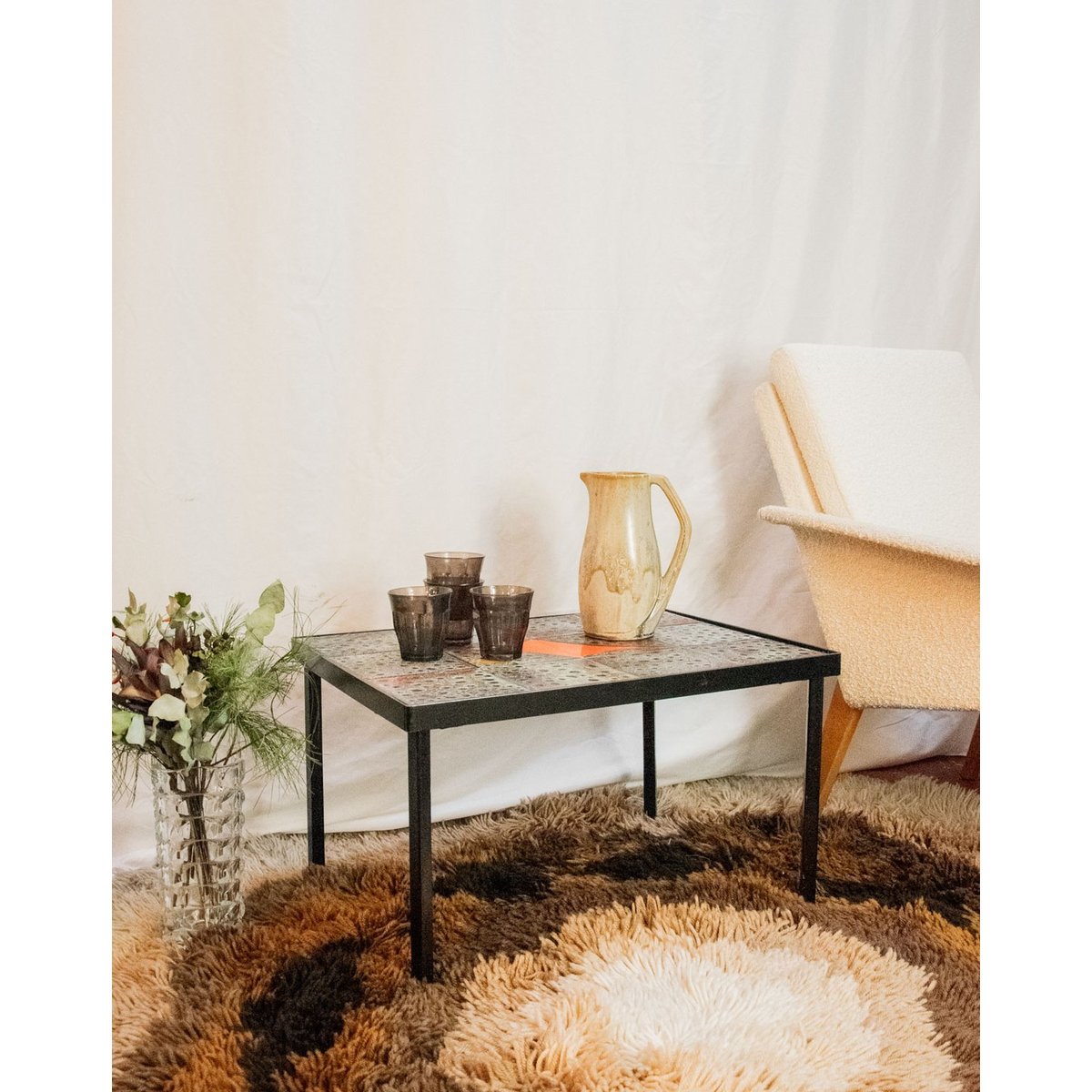Table basse cratères en céramique Donna N°769 - Bon état noir, DEBONGOUT