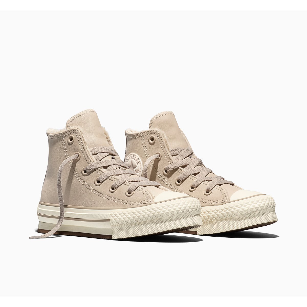 Baskets en cuir CHUCK TAYLOR ALL STAR EVA LIFT WEATHERIZED beige clair, CONVERSE