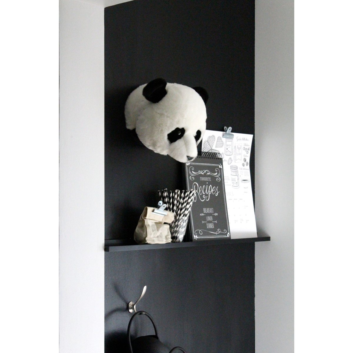 Trophée peluche Thomas PANDA blanc-noir, WILD AND SOFT