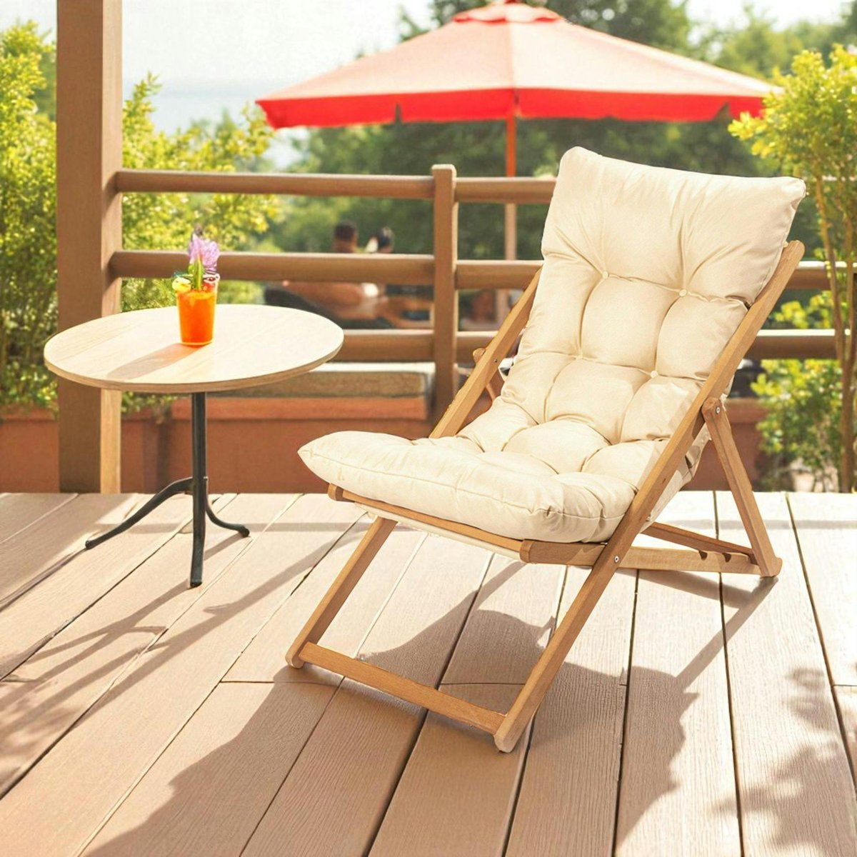 Chilienne confort 3 positions - pliante SORA beige, PIER IMPORT