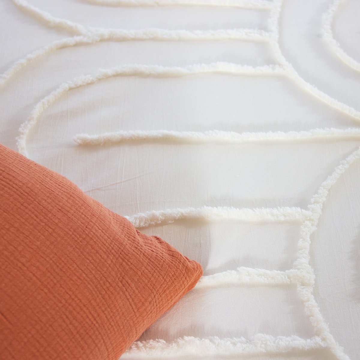 Parure de lit - housse de couette avec taies en coton blanc, EDEN