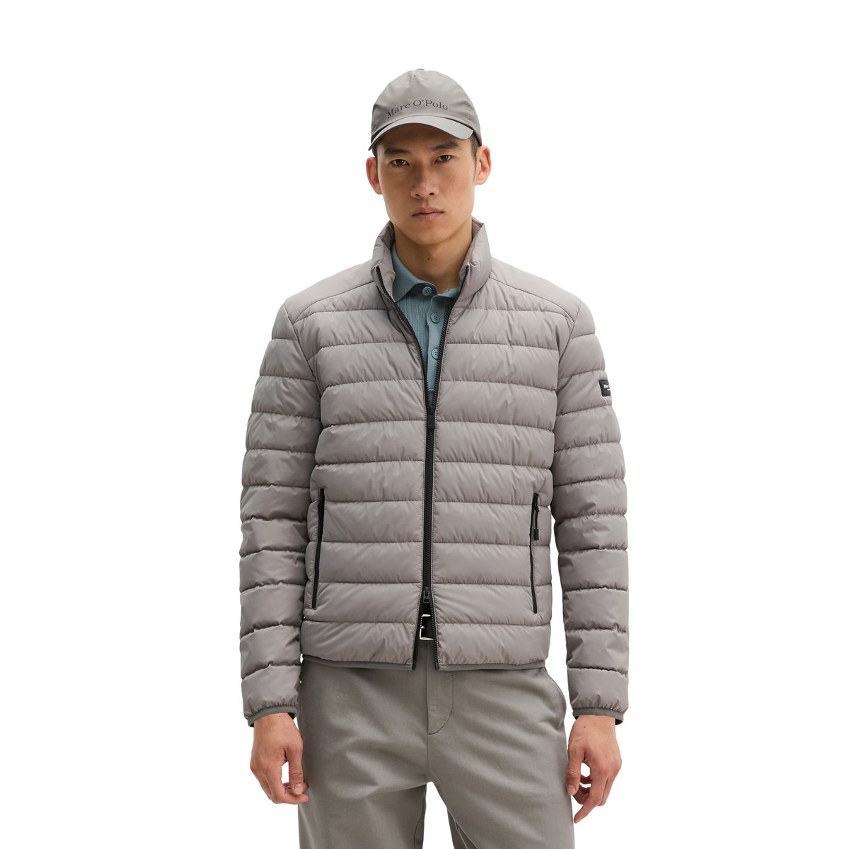 Veste matelassée regular en polyester performant recyclé gris, MARC O'POLO