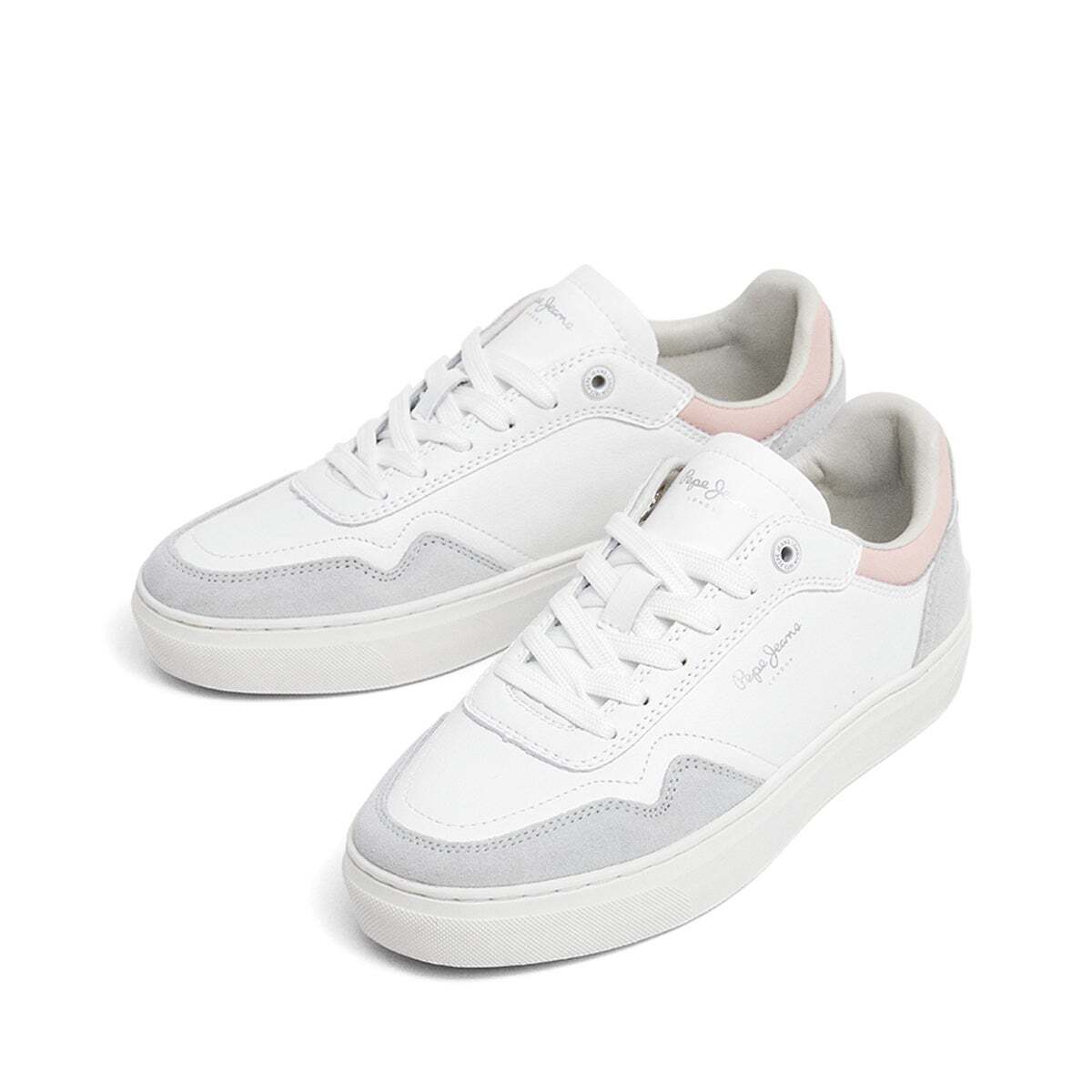 Sneakers En Cuir Avec Détails En Daim blanc, PEPE JEANS