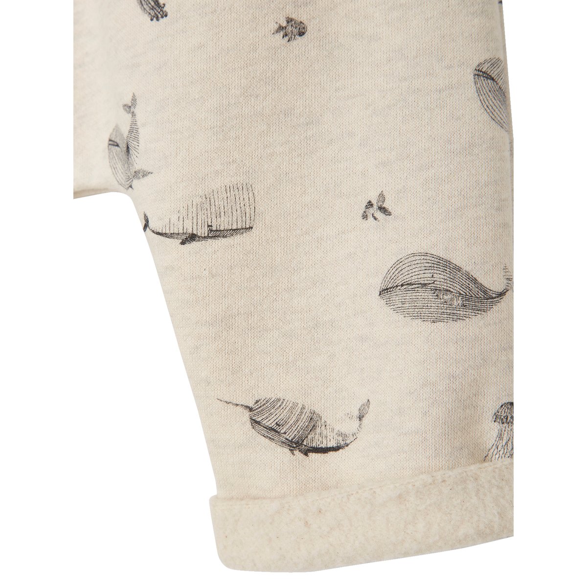 Pantalon naissance en molleton beige chiné aop baleine, VERTBAUDET