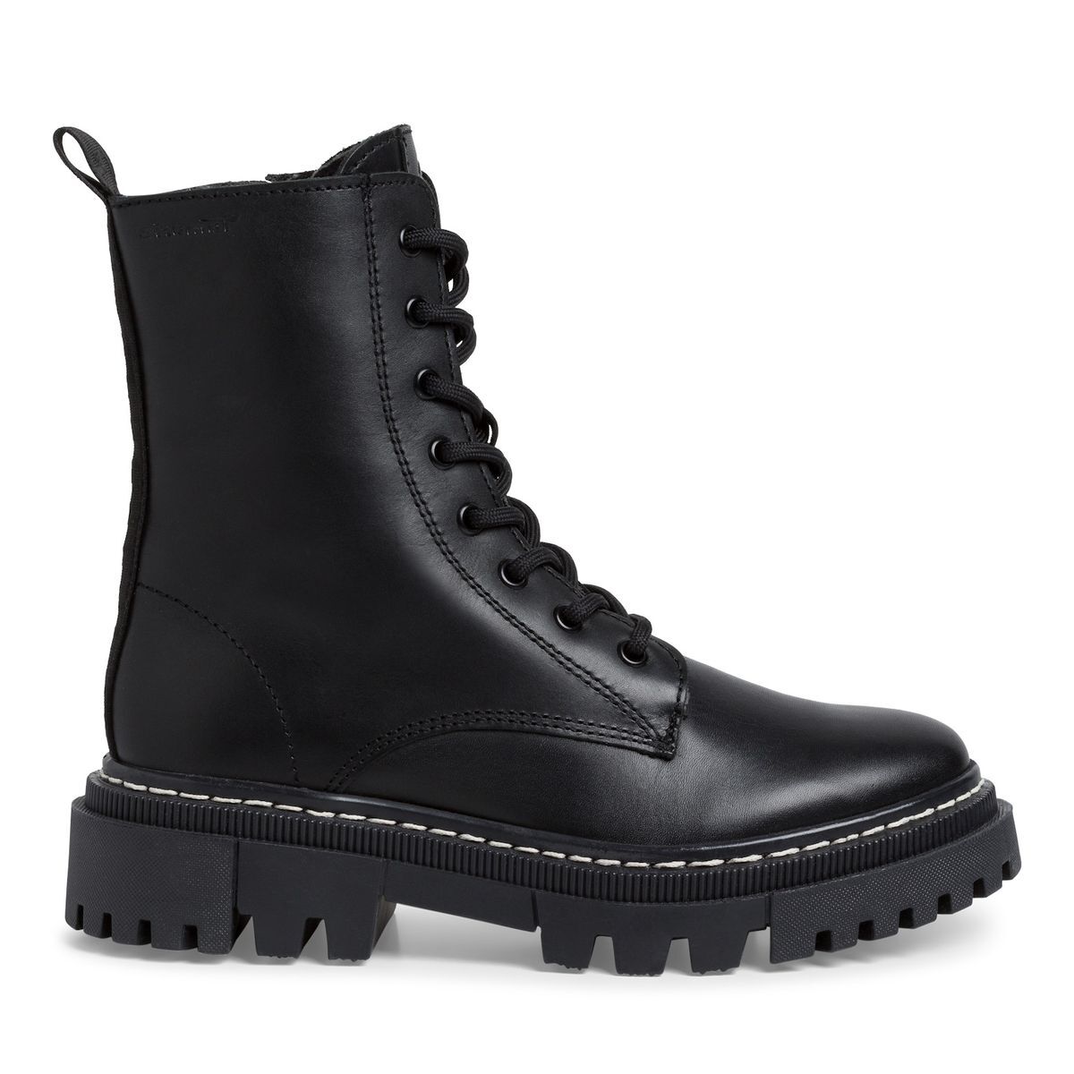 Bottine en cuir noir cuir, TAMARIS