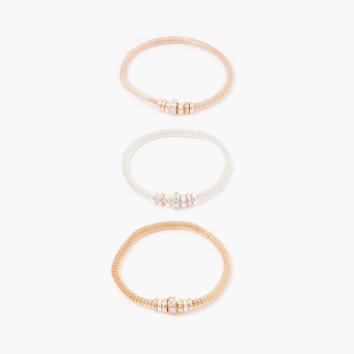 Set de 3 bracelets élastiques chaine argenté, BALABOOSTE