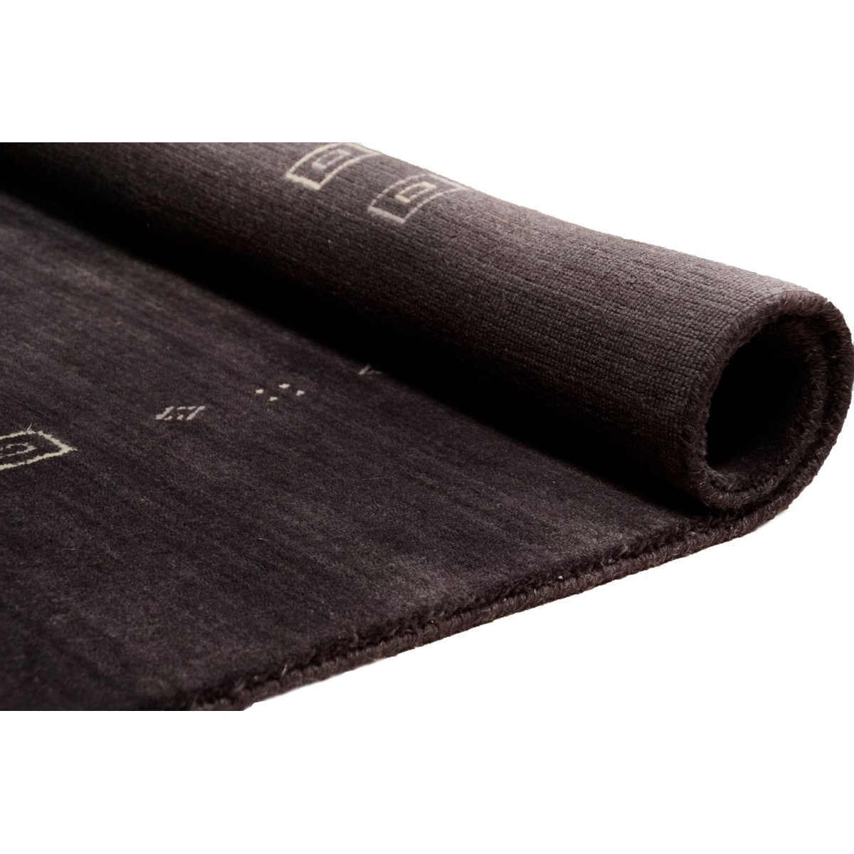 Tapis gabbeh Lori Dream fait main, laine anthracite, THEKO