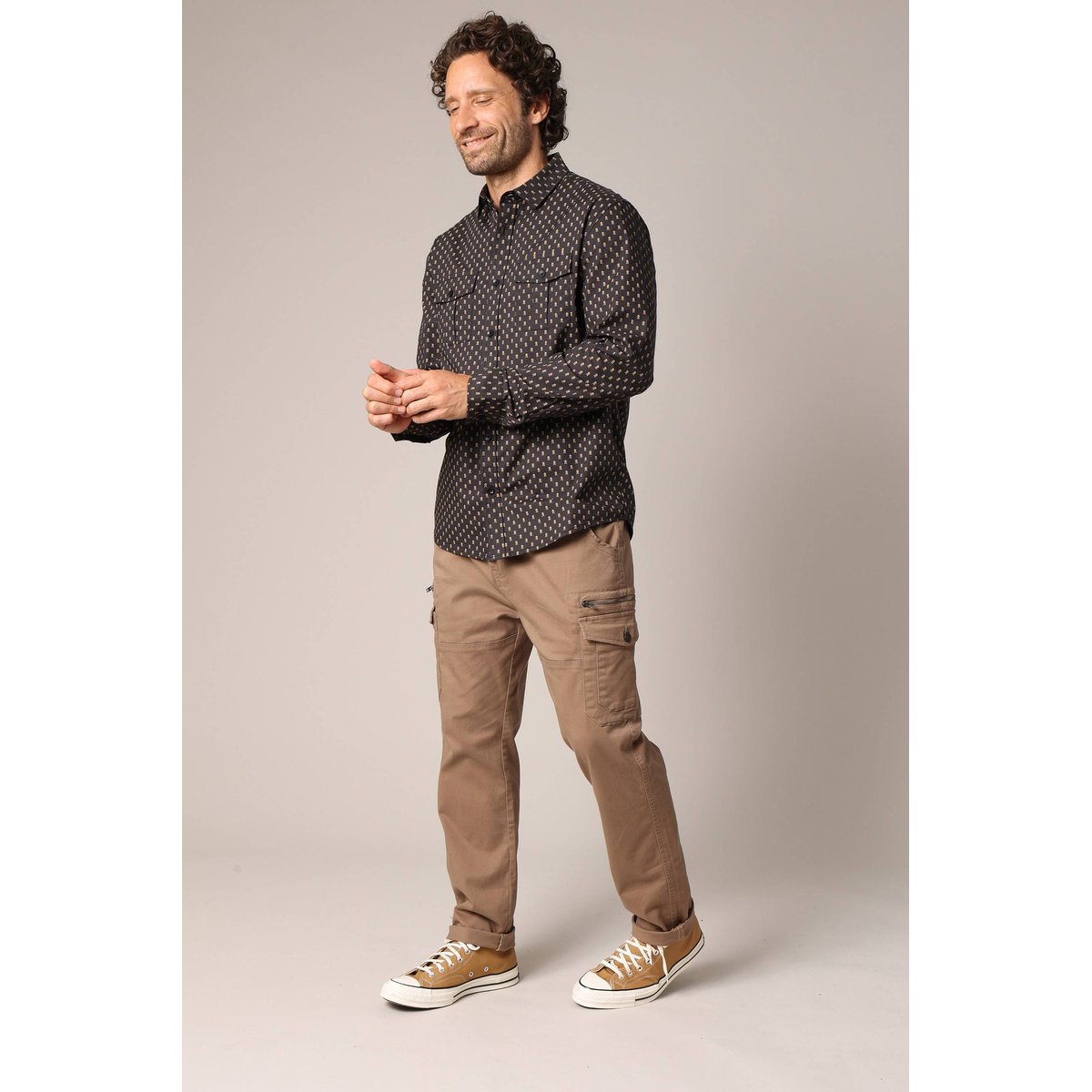 Chemise imprimée en 100% coton LATHI black, DEELUXE