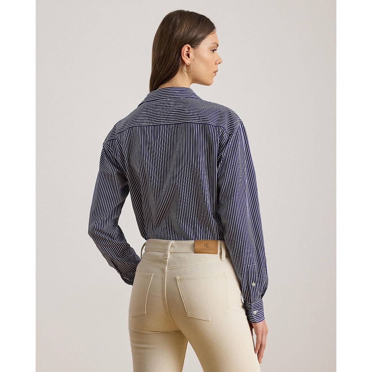 Gestreept overhemd met lange mouwen en geborduurd logo, KOTTA gestreept blauw/wit , LAUREN RALPH LAUREN