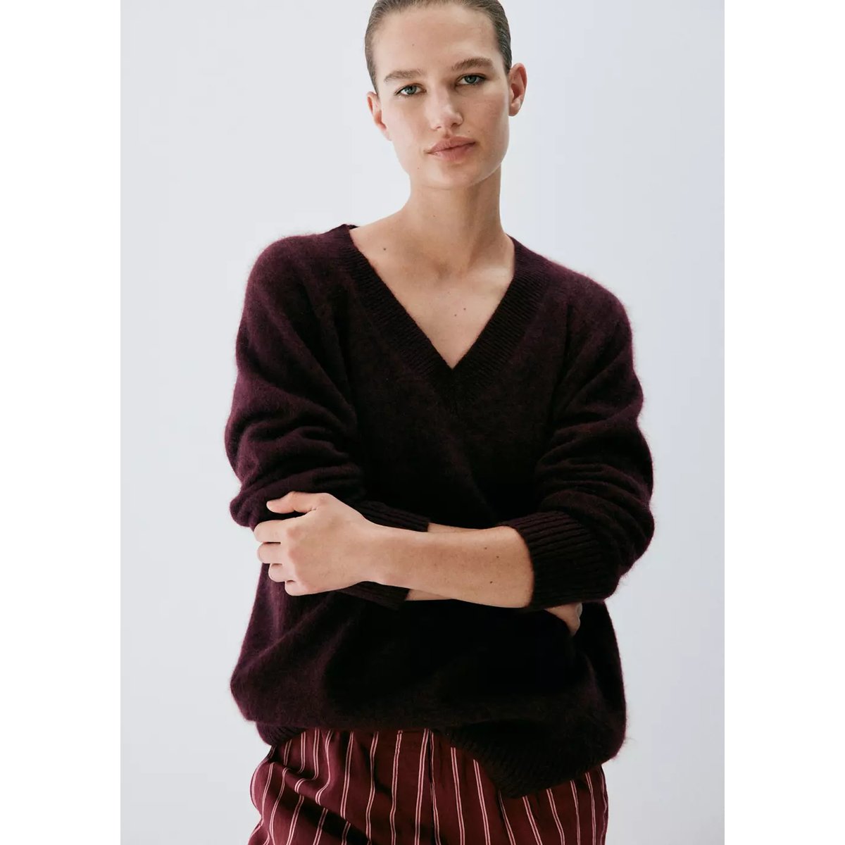 Pull pyjama 100 % cachemire bordeaux, MANGO
