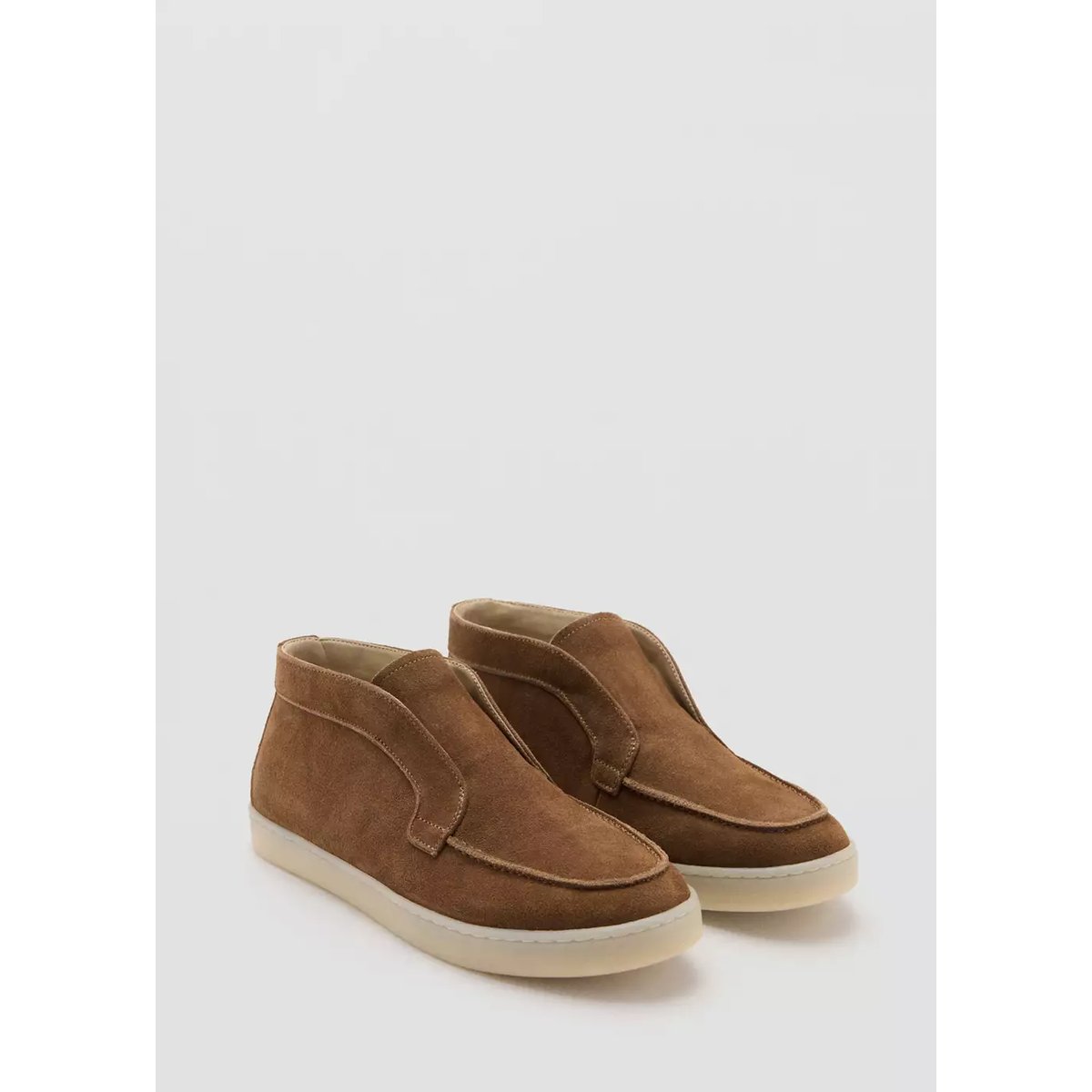Bottines baskets cuir suédé marron, MANGO MAN
