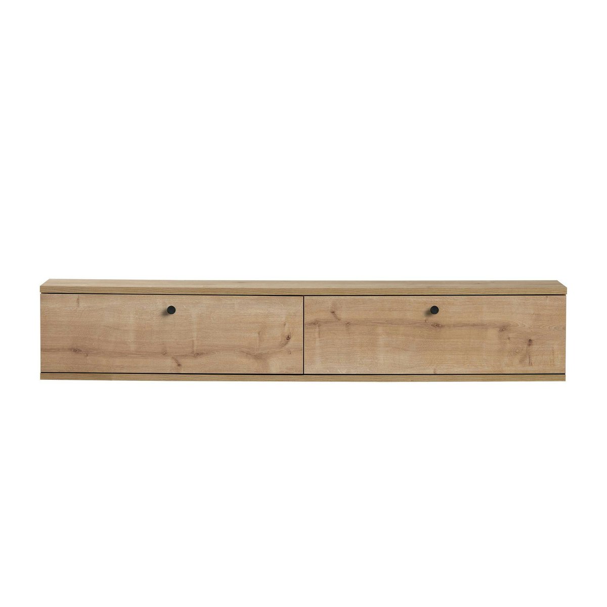 Meuble TV suspendu étroit, 2 portes 140 cm MARFA chêne, PIER IMPORT