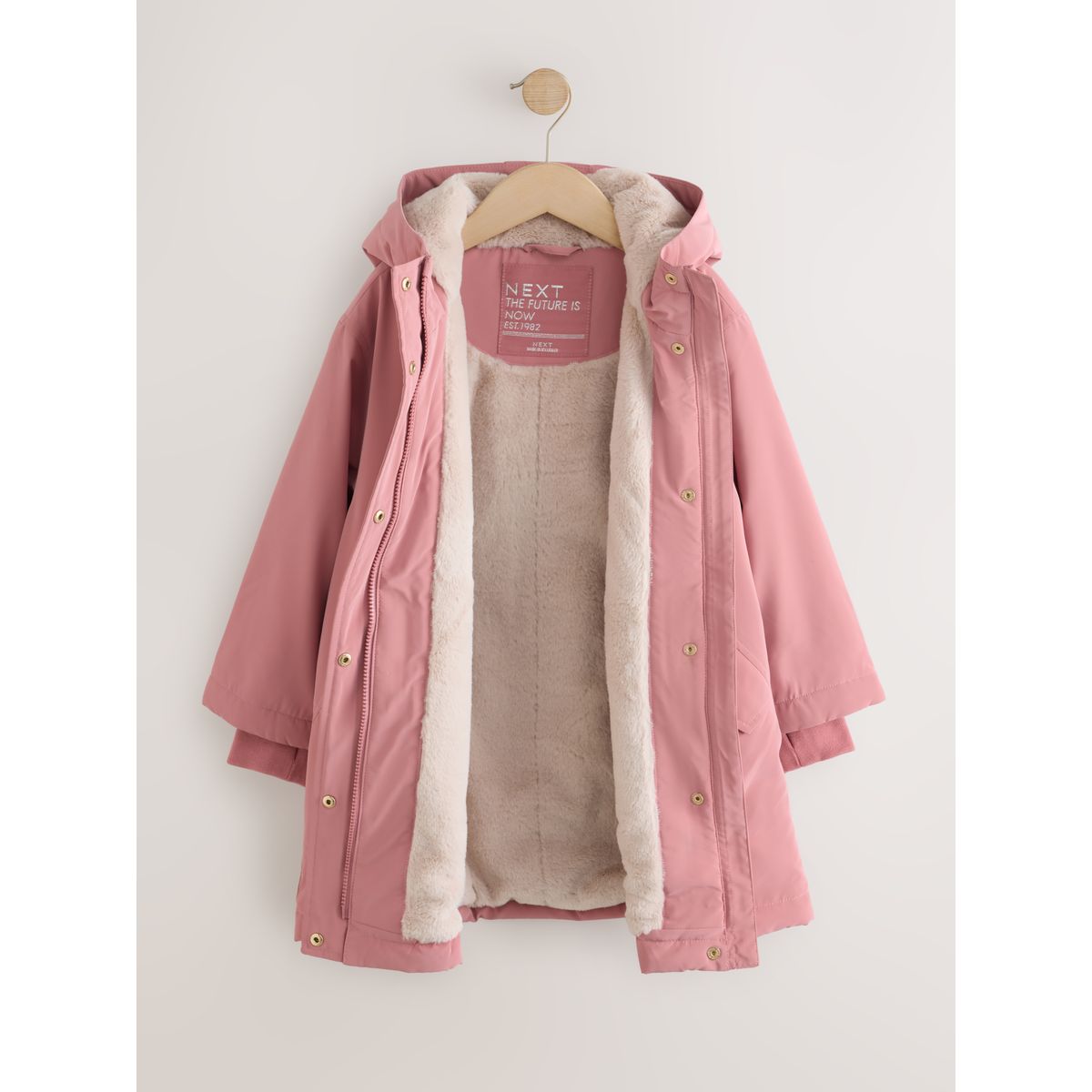 Veste déperlante doublée de imitation fourrure rose, NEXT