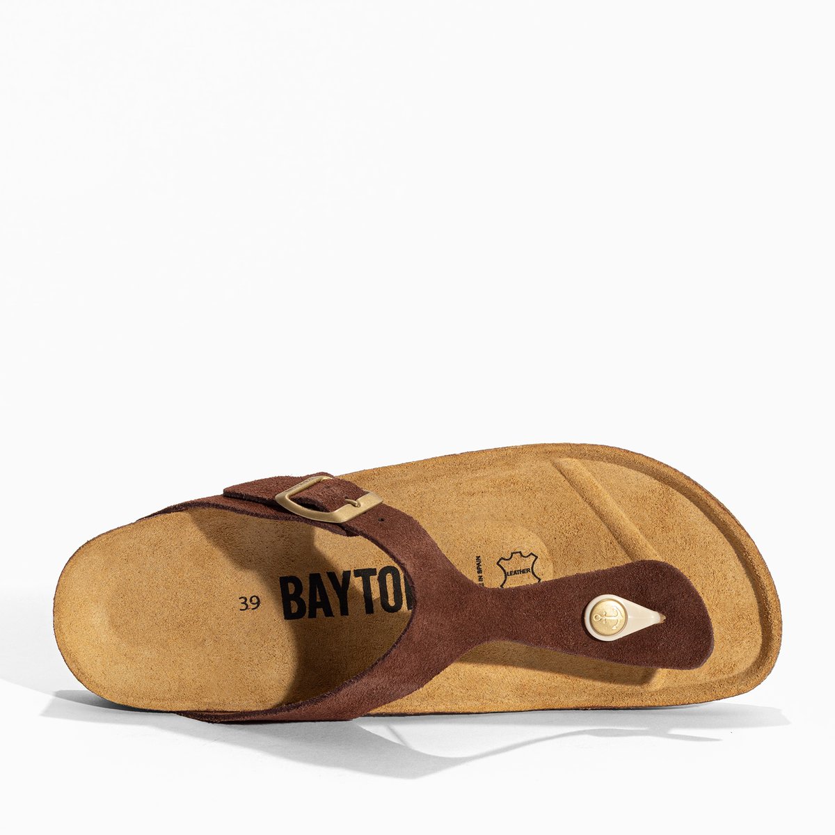 Tongs en cuir suedé MERCURE marron, BAYTON
