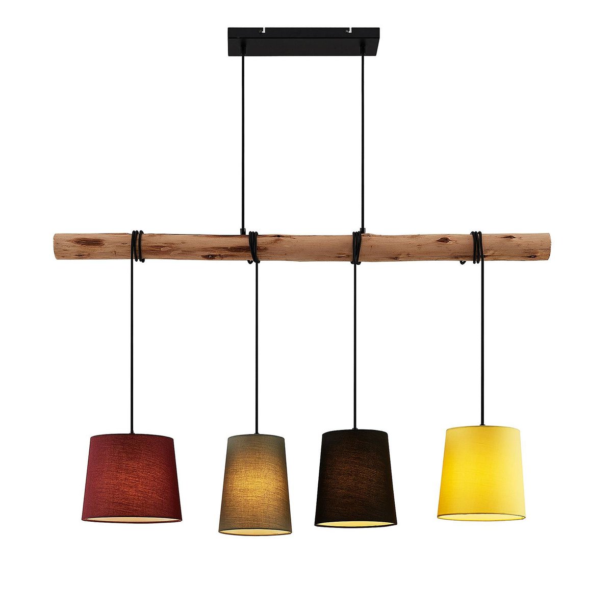 Suspension en bois moderne, Moskau rouge, gris, noir, jaune, bois clair, LINDBY