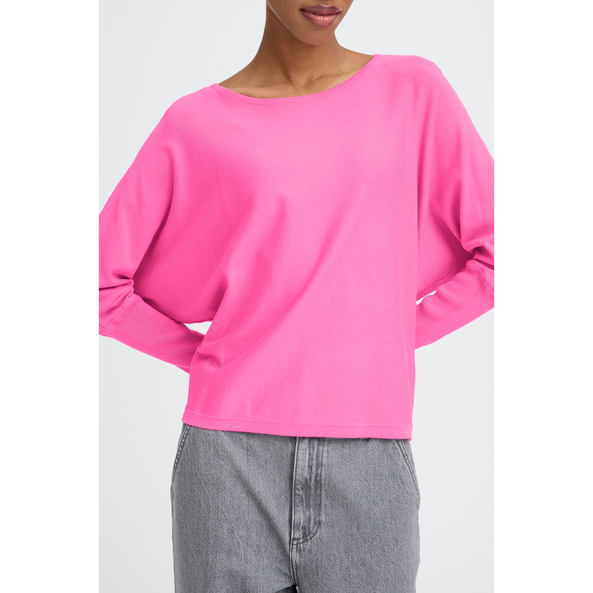 Pull en maille manches longues rose phlox pink, B.YOUNG
