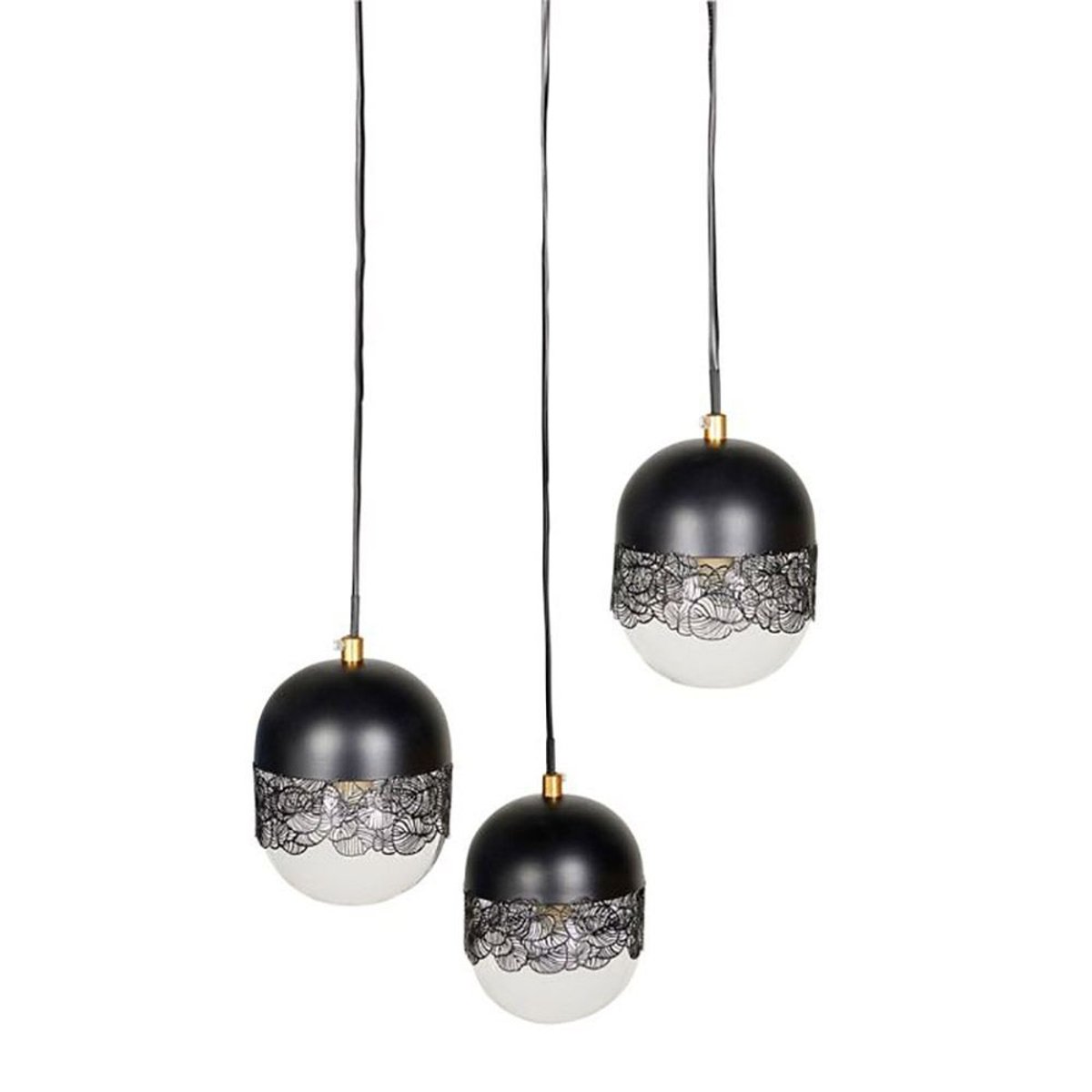 Suspension Triple Métal Noir Stilla noir, DECORATIE