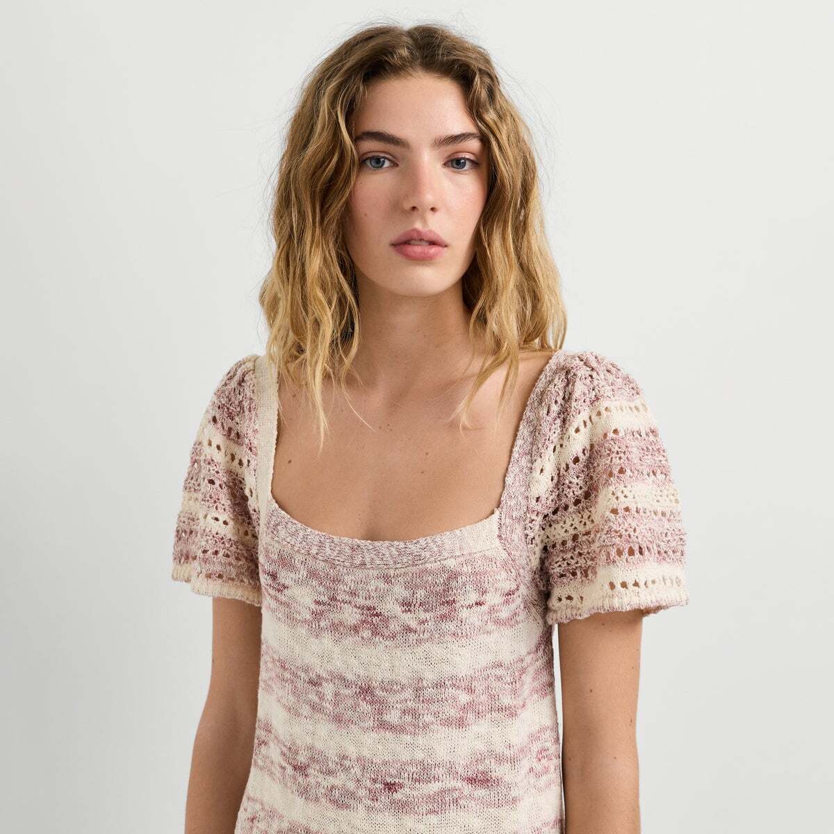 Robe Courte À Rayures rose poudre rose, PEPE JEANS