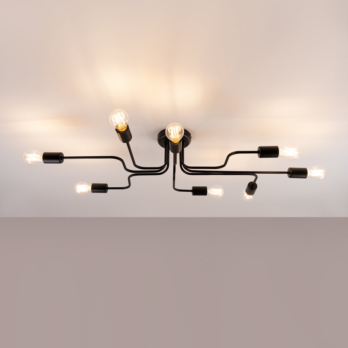 Lustre Acier Noir E27 8 Vector noir, EDEN