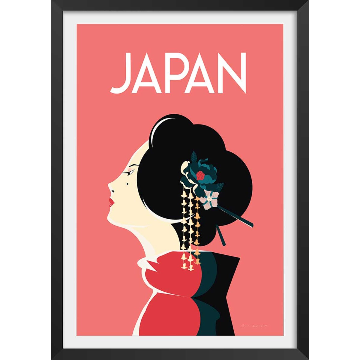 Affiche voyage Japon et tradition affiche + cadre en bois - noir, HEXOA