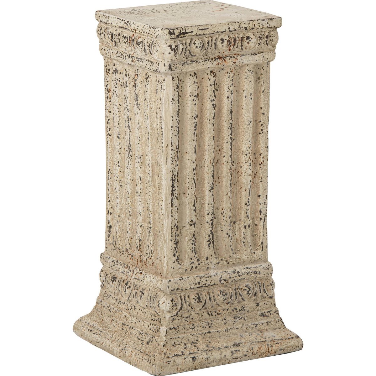 Socle esprit colonne antique en résine blanc cassé patiné, RECOLLECTION