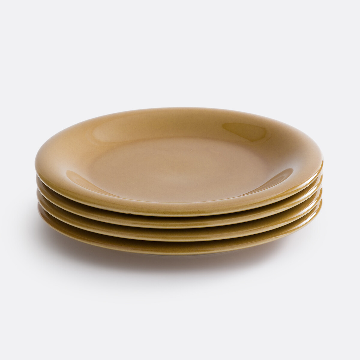 Lot de 4 assiettes plates, grès émaillé, Toria moutarde, LA REDOUTE INTERIEURS